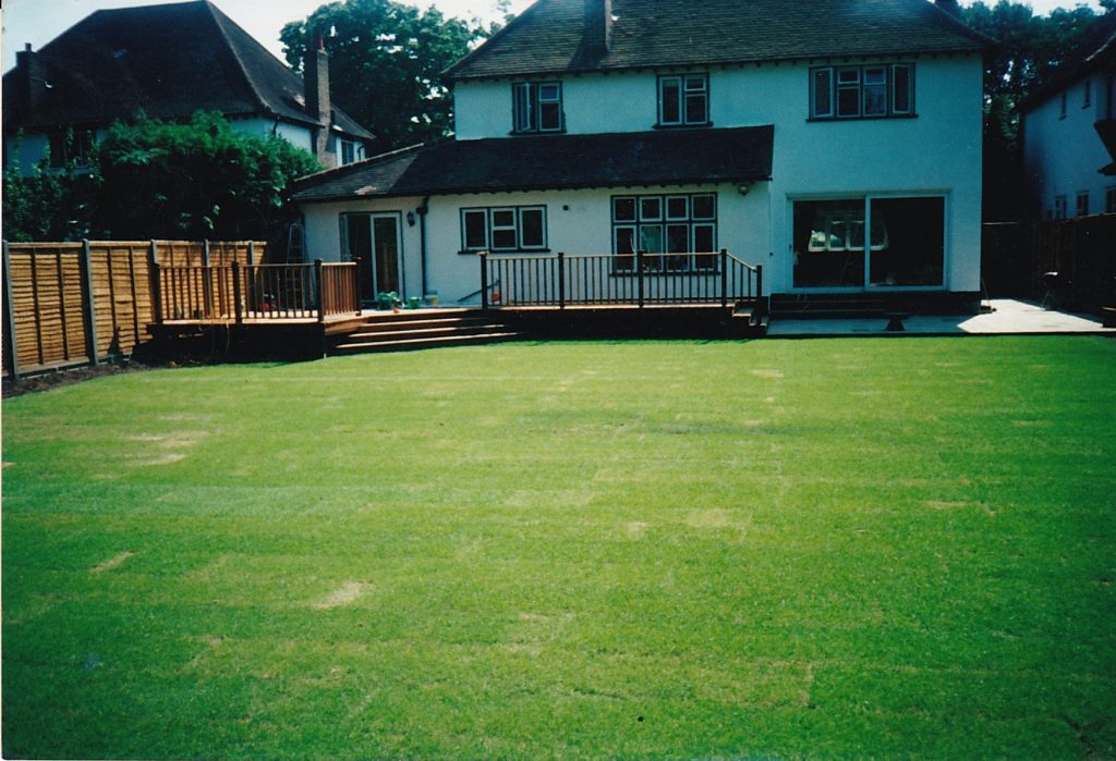 Turf laid and completed garden lawn