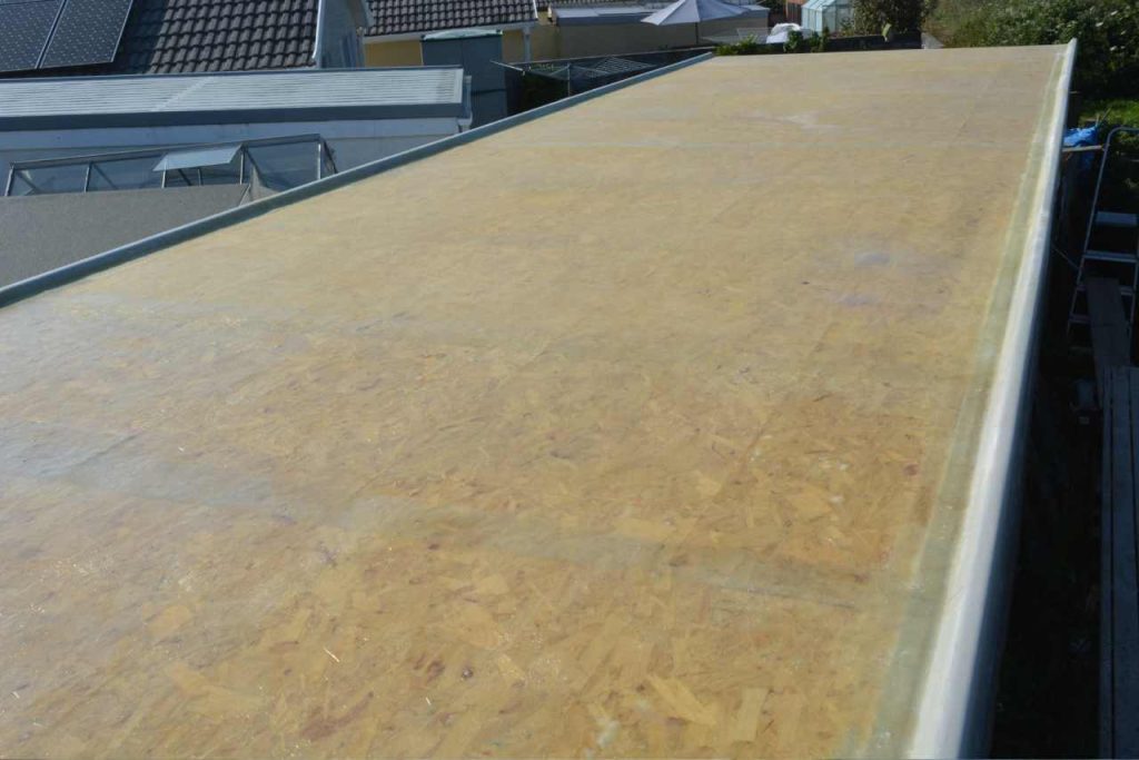 Resin fibre coat on GRP roof