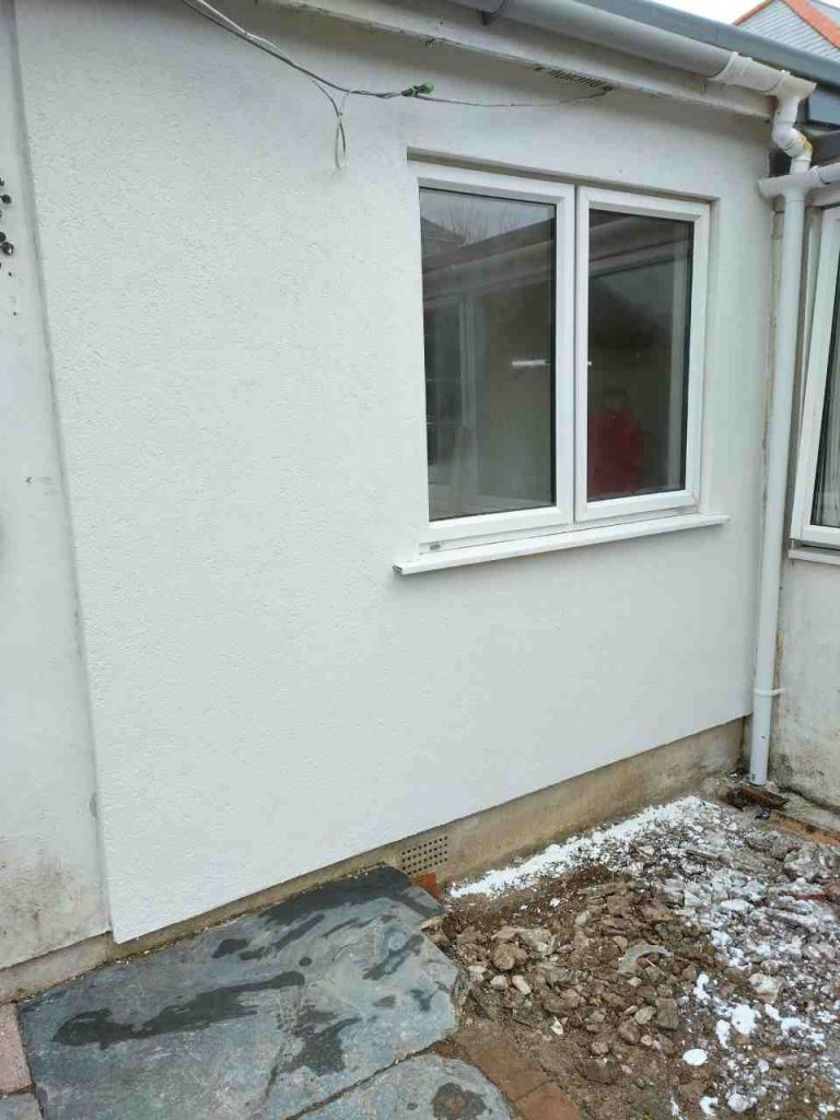Exterior wall with K-rend finish
