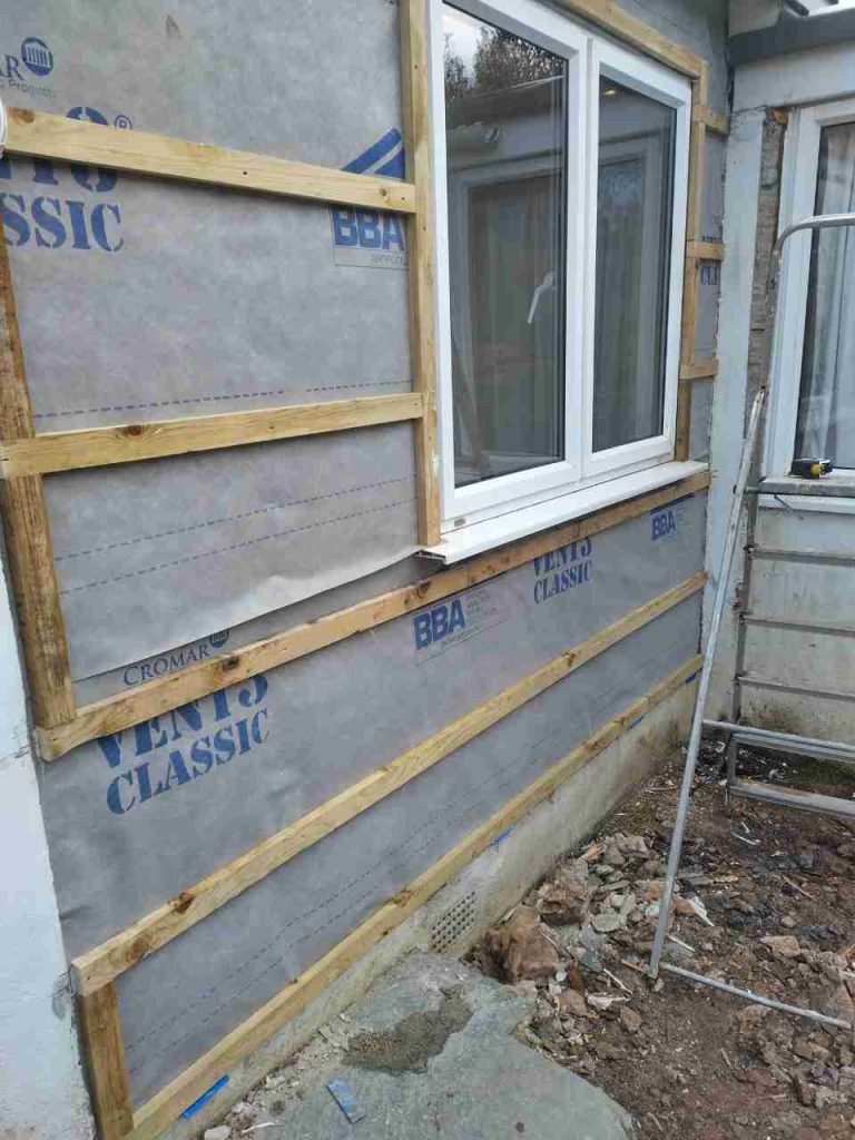 Exterior stud work and membrane
