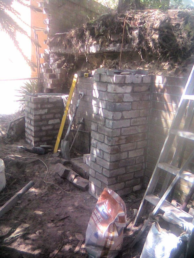 Brick buttresses start of build