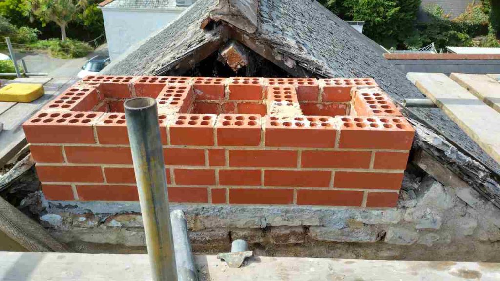 Chimney stack rebuild before chimney tray