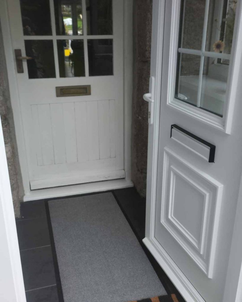 Porch- masonry cavity wall uPVC windows doors Equinox roof interior
