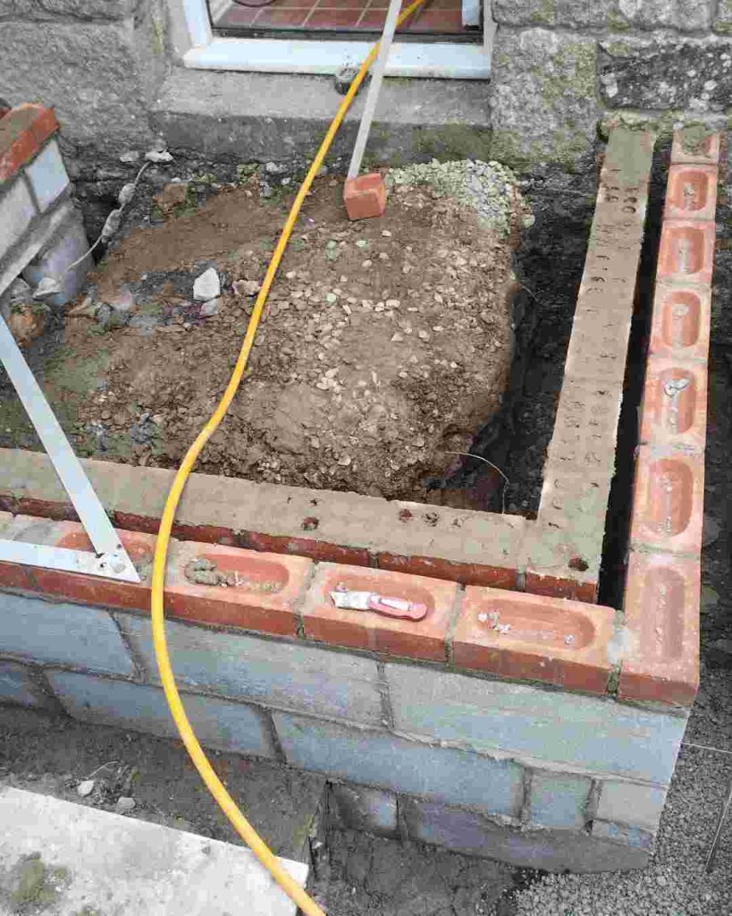 Brick block work up to DPC porch cavity wall